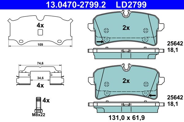 ATE 13.0470-2799.2 Brake Pad Set, disc brake