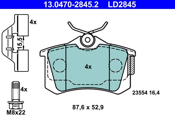 ATE 13.0470-2845.2 Brake Pad Set, disc brake