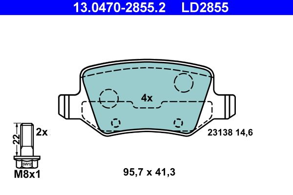 ATE 13.0470-2855.2 Brake Pad Set, disc brake