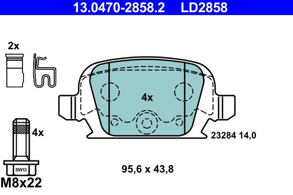 ATE 13.0470-2858.2 Brake Pad Set, disc brake