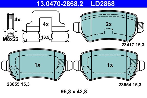 ATE 13.0470-2868.2 Brake Pad Set, disc brake