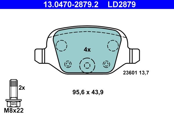 ATE 13.0470-2879.2 Brake Pad Set, disc brake