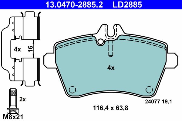 ATE 13.0470-2885.2 Brake Pad Set, disc brake