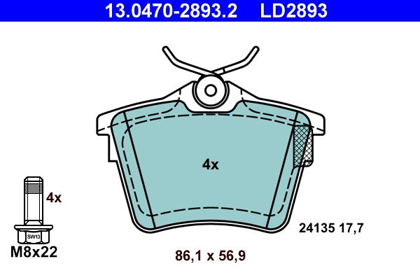 ATE 13.0470-2893.2 Brake Pad Set, disc brake