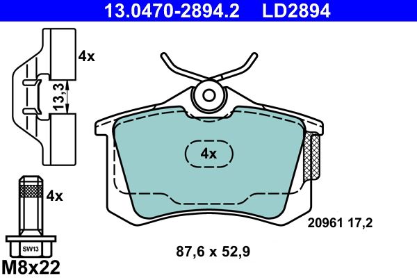 ATE 13.0470-2894.2 Brake Pad Set, disc brake