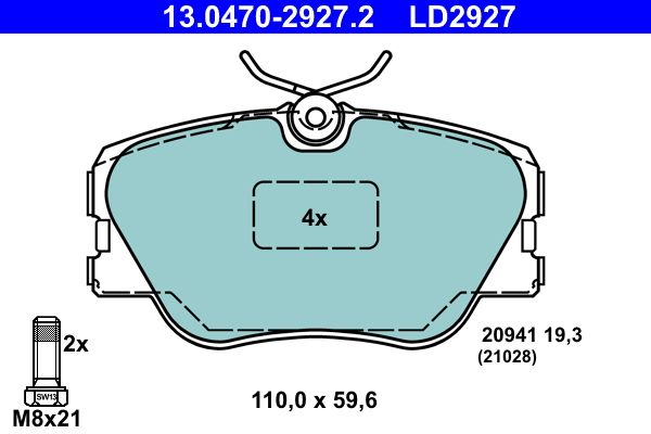 ATE 13.0470-2927.2 Brake Pad Set, disc brake