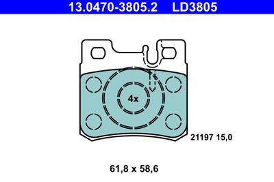 Brake Pad Set, disc brake ATE 13.0470-3805.2