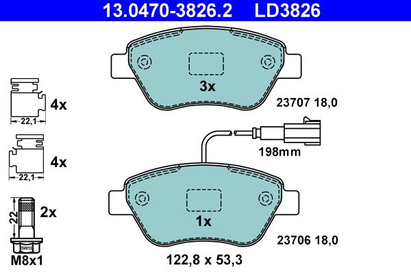 ATE 13.0470-3826.2 Brake Pad Set, disc brake