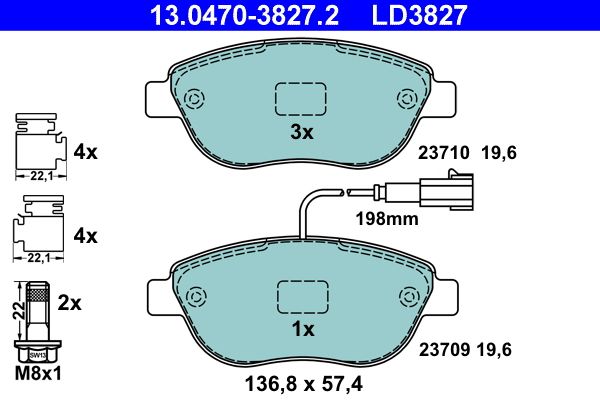 ATE 13.0470-3827.2 Brake Pad Set, disc brake