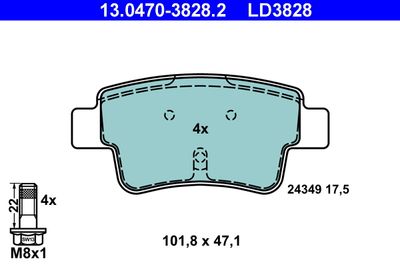 Brake Pad Set, disc brake ATE 13.0470-3828.2