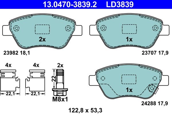 ATE 13.0470-3839.2 Brake Pad Set, disc brake