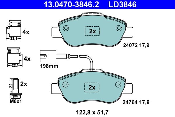 ATE 13.0470-3846.2 Brake Pad Set, disc brake