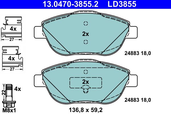 ATE 13.0470-3855.2 Brake Pad Set, disc brake