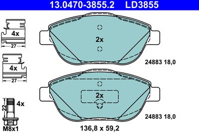 Brake Pad Set, disc brake ATE 13.0470-3855.2
