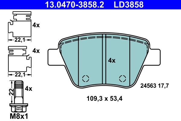 ATE 13.0470-3858.2 Brake Pad Set, disc brake