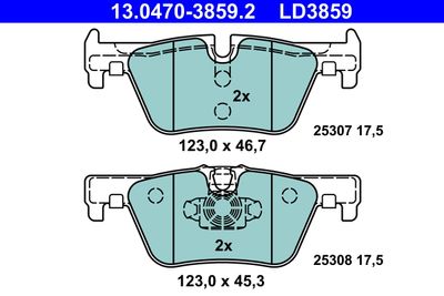 Brake Pad Set, disc brake ATE 13.0470-3859.2