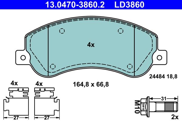 ATE 13.0470-3860.2 Brake Pad Set, disc brake