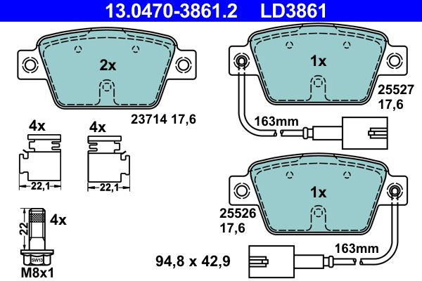 ATE 13.0470-3861.2 Brake Pad Set, disc brake