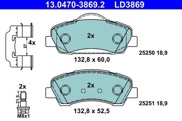 ATE 13.0470-3869.2 Brake Pad Set, disc brake