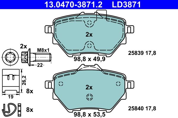 ATE 13.0470-3871.2 Brake Pad Set, disc brake