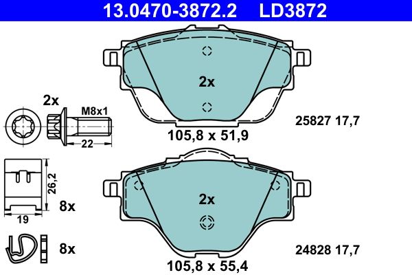 ATE 13.0470-3872.2 Brake Pad Set, disc brake