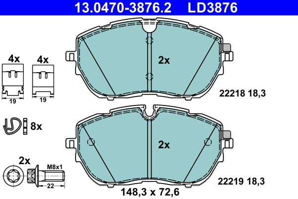 ATE 13.0470-3876.2 Brake Pad Set, disc brake