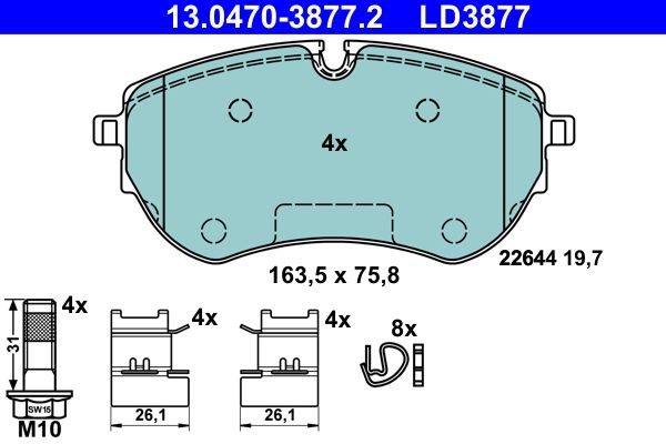 ATE 13.0470-3877.2 Brake Pad Set, disc brake