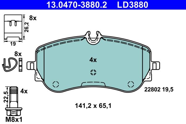 ATE 13.0470-3880.2 Brake Pad Set, disc brake