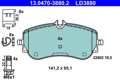 Brake Pad Set, disc brake ATE 13.0470-3880.2