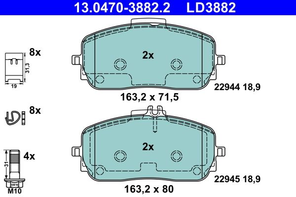 ATE 13.0470-3882.2 Brake Pad Set, disc brake