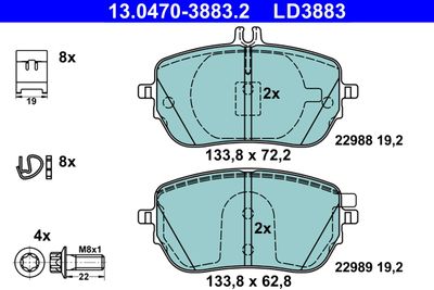 Brake Pad Set, disc brake ATE 13.0470-3883.2