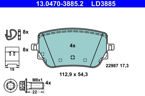 ATE 13.0470-3885.2 Brake Pad Set, disc brake