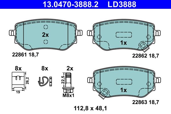 ATE 13.0470-3888.2 Brake Pad Set, disc brake