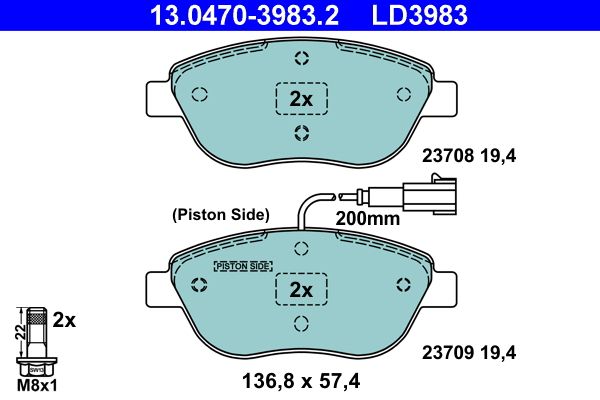 ATE 13.0470-3983.2 Brake Pad Set, disc brake
