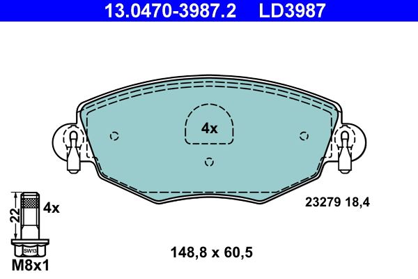 ATE 13.0470-3987.2 Brake Pad Set, disc brake