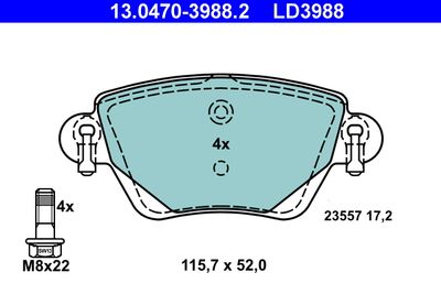 Brake Pad Set, disc brake ATE 13.0470-3988.2