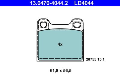 Brake Pad Set, disc brake ATE 13.0470-4044.2