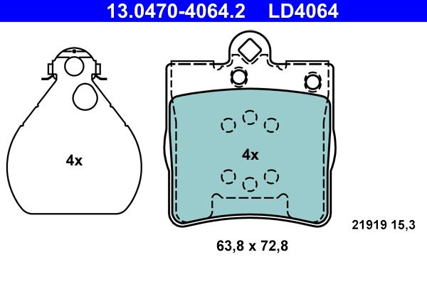 ATE 13.0470-4064.2 Brake Pad Set, disc brake