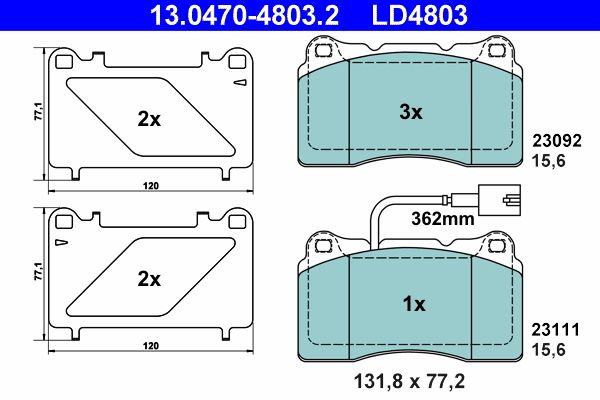 ATE 13.0470-4803.2 Brake Pad Set, disc brake