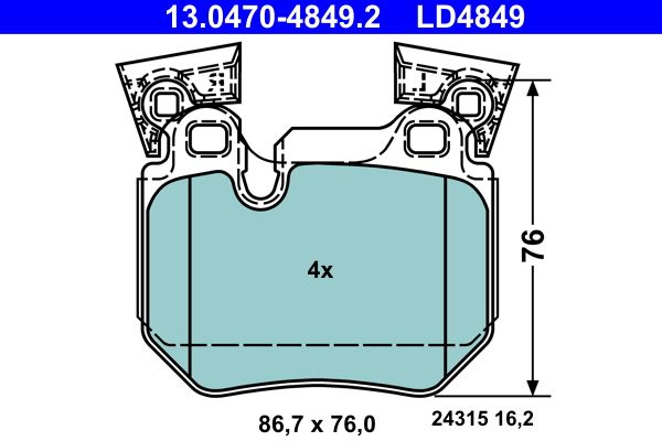 ATE 13.0470-4849.2 Brake Pad Set, disc brake