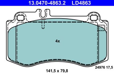 Brake Pad Set, disc brake ATE 13.0470-4863.2