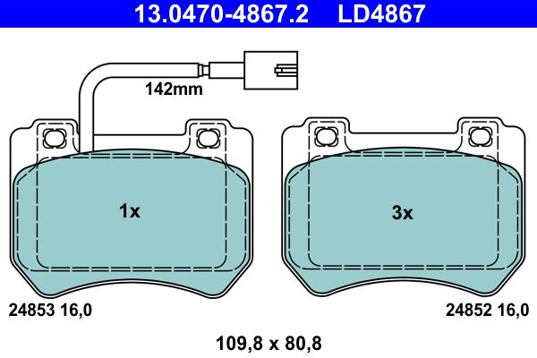 ATE 13.0470-4867.2 Brake Pad Set, disc brake