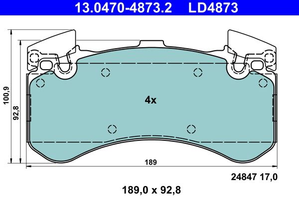ATE 13.0470-4873.2 Brake Pad Set, disc brake