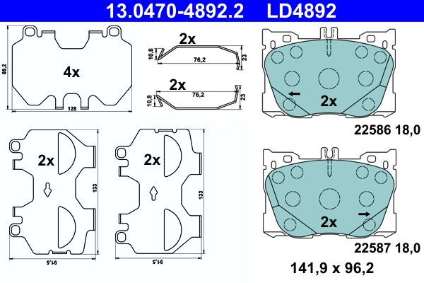 ATE 13.0470-4892.2 Brake Pad Set, disc brake
