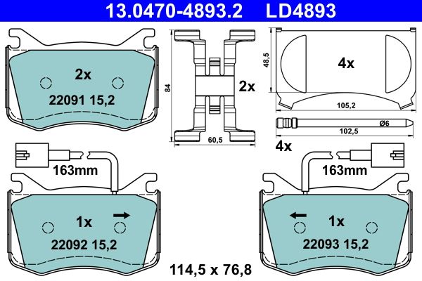 ATE 13.0470-4893.2 Brake Pad Set, disc brake