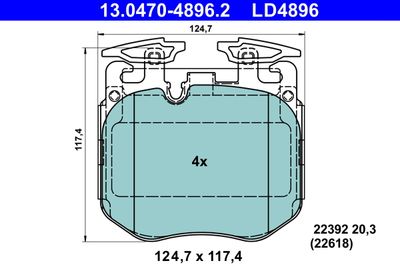 Brake Pad Set, disc brake ATE 13.0470-4896.2
