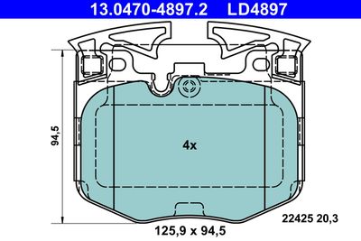 Brake Pad Set, disc brake ATE 13.0470-4897.2