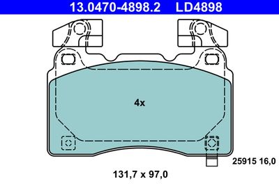 Brake Pad Set, disc brake ATE 13.0470-4898.2