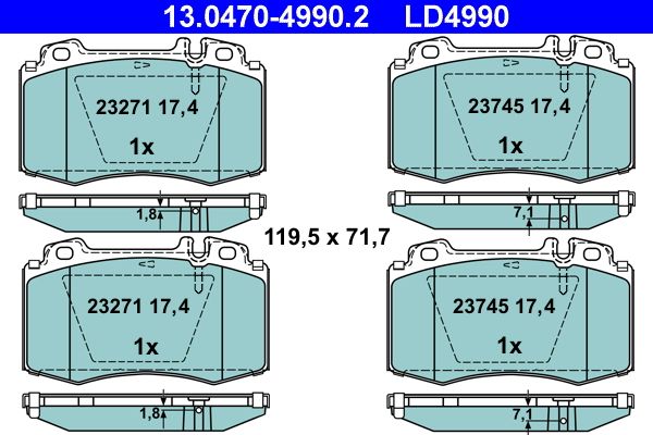 ATE 13.0470-4990.2 Brake Pad Set, disc brake
