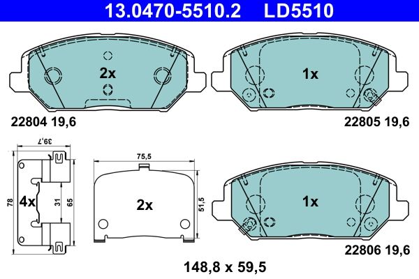 ATE 13.0470-5510.2 Brake Pad Set, disc brake